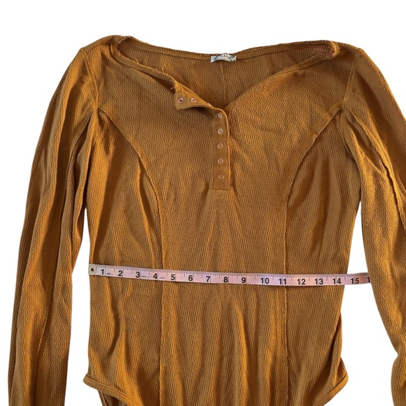 Free People Mustard Long Sleeve Bodysuit - Picture 3 of 6
